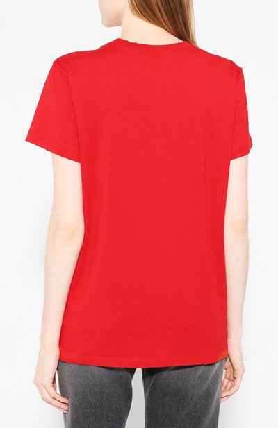 Хлопковая футболка REDVALENTINO красного цвета по цене 16650 руб., арт. SR0MG02Q/4PJ, фото 4 Хлопковая футболка REDVALENTINO, арт. SR0MG02Q/4PJ, фото 4