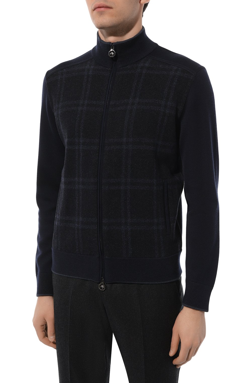 Кардиган из кашемира и шерсти STEFANO RICCI темно-синего цвета по цене 439500 руб., арт. KJ06875R31/J23405, фото 3 Кардиган из кашемира и шерсти STEFANO RICCI, арт. KJ06875R31/J23405, фото 3