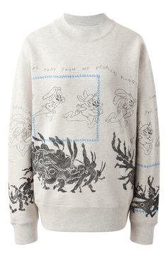 Женский хлопковый свитшот DOMREBEL светло-серого цвета, арт. H0PS SWEATSHIRT | Фото 1 (Материал сплава: Проставлено; Длина (для топов): Стандартные; Рукава: Длинные; Драгоценные камни: Проставлено; Женское Кросс-КТ: Свитшот-одежда; Стили: Кэжуэл; Материал внешний: Хлопок)