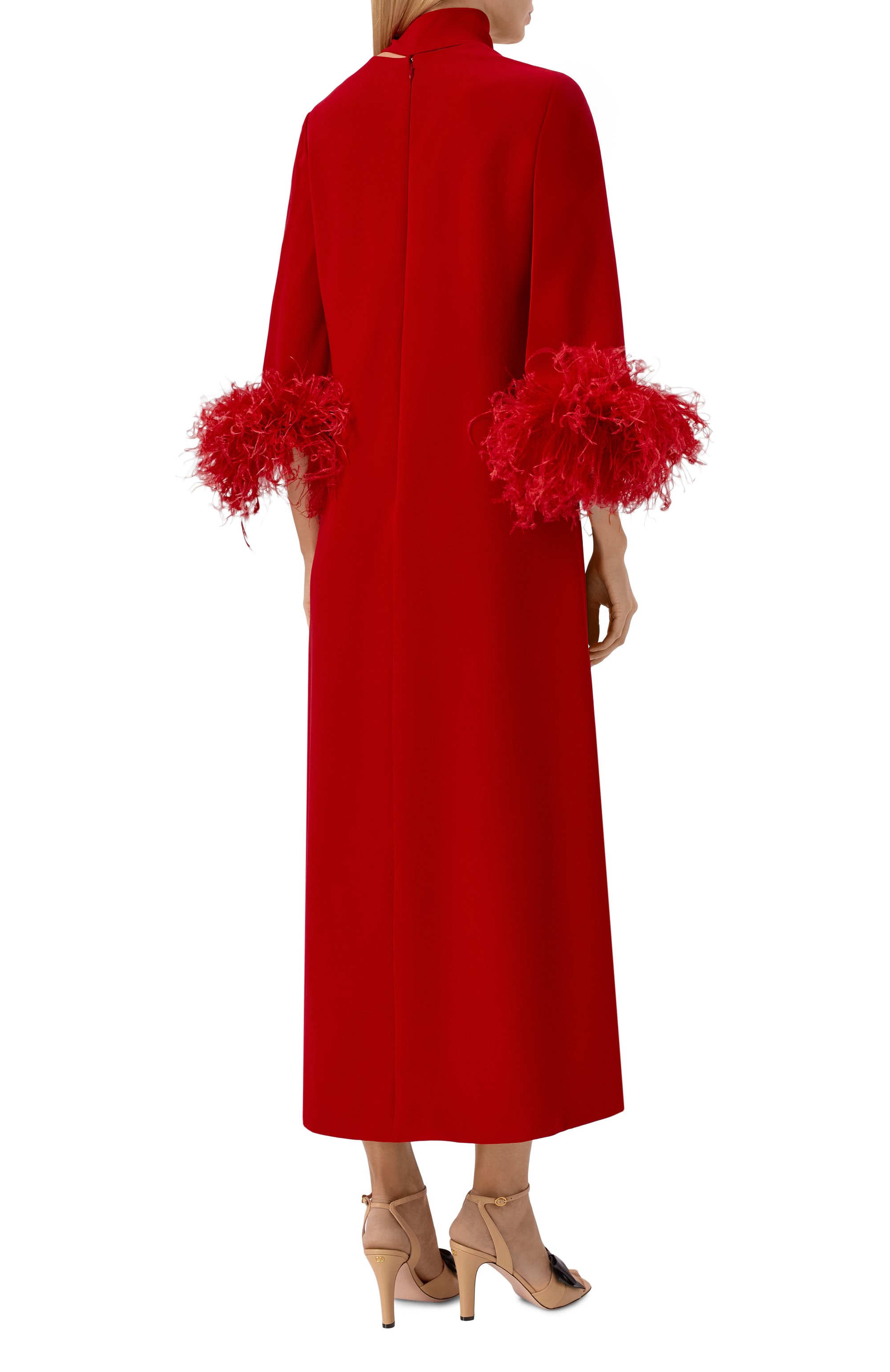 Шелковое платье с отделкой перьями VALENTINO, арт. 8B3VAHJ2/1MM, фото 3