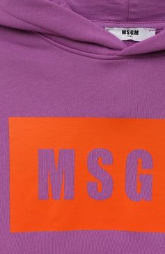 Детский хлопковое худи MSGM KIDS сиреневого цвета, арт. F3MSJUHS019 | Фото 3 (Рукава: Длинные; Материал сп�лава: Проставлено; Материал внешний: Хлопок; Драгоценные камни: Проставлено; Девочки Кросс-КТ: Худи-одежда)