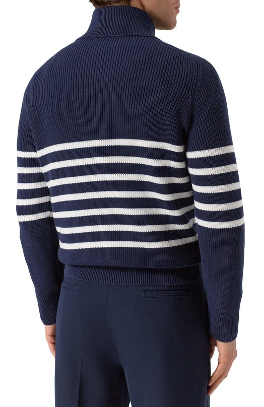 Хлопковый свитер Brunello Cucinelli M28709104P Синий  M28709104P Фото 4