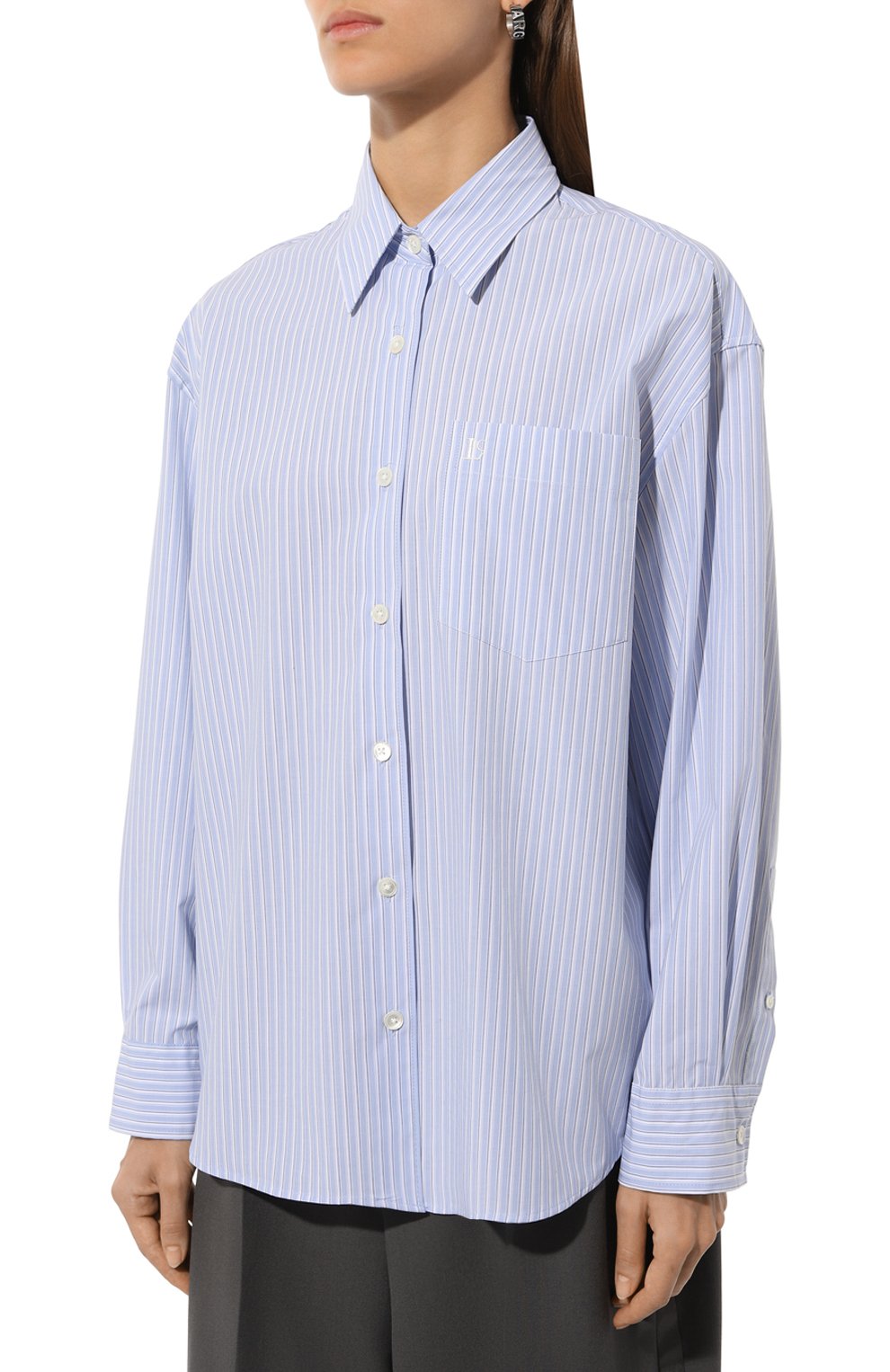 Хлопковая рубашка LOW CLASSIC голубого цвета по цене 33600 руб., арт. L0C23AM_SH010_LU, фото 3 Хлопковая рубашка LOW CLASSIC, арт. L0C23AM_SH010_LU, фото 3
