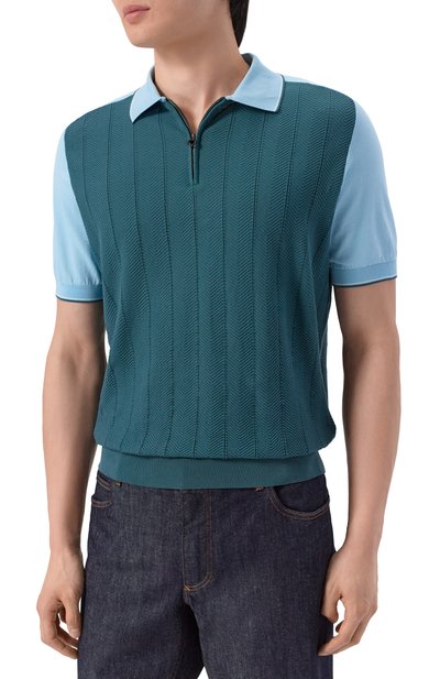 Хлопковое поло STEFANO RICCI бирюзового цвета по цене 110000 руб., арт. K818112P31/F26278, фото 3 Хлопковое поло STEFANO RICCI, арт. K818112P31/F26278, фото 3