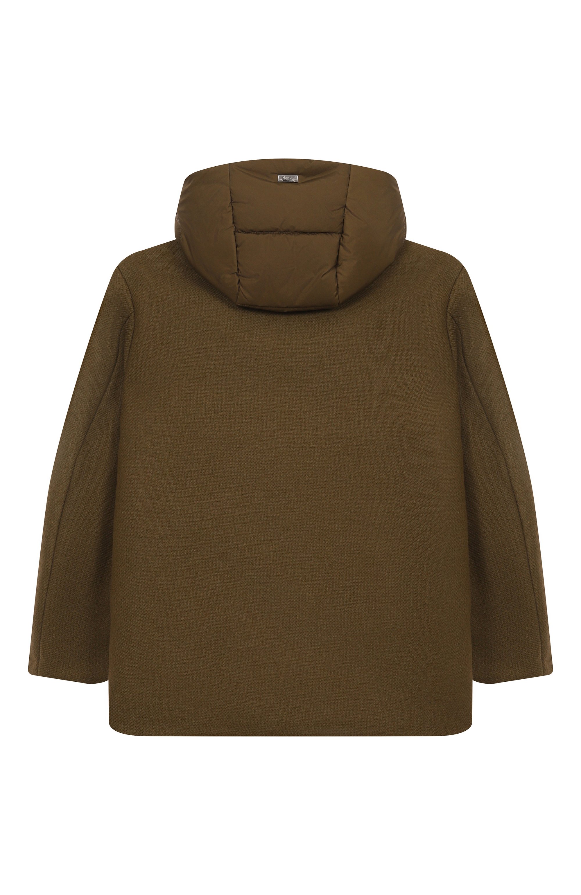 Шерстяное пальто HERNO хаки цвета по цене 57900 руб., арт. GC000028B/33344/4-8, фото 2 Шерстяное пальто HERNO, арт. GC000028B/33344/4-8, фото 2