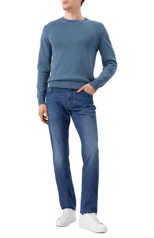 Джемпер из хлопка и кашемира Corneliani 25M598-2525176 Голубой  25M598-2525176 Фото 2