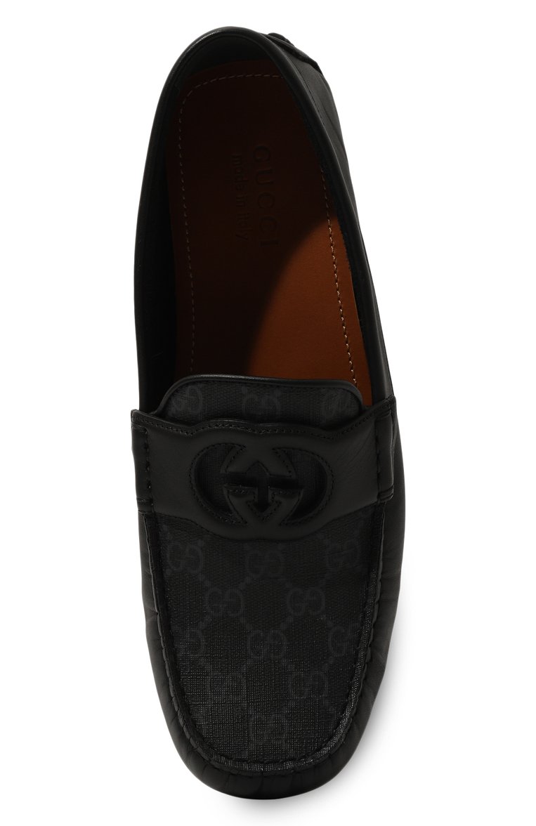 Мужские кожаные мокасины GUCCI черного цвета, арт. 730148/AAB7Z | Фото 6 (Нос: Не проставлено; Материал внутренний: Натуральная кожа; Стили: Кэжуэл; Материал внешний: Натуральная кожа)