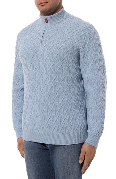 Кашемировый джемпер KITON светло-голубого цвета по цене 368500 руб., арт. UMK0517K68, фото 3 Кашемировый джемпер KITON, арт. UMK0517K68, фото 3