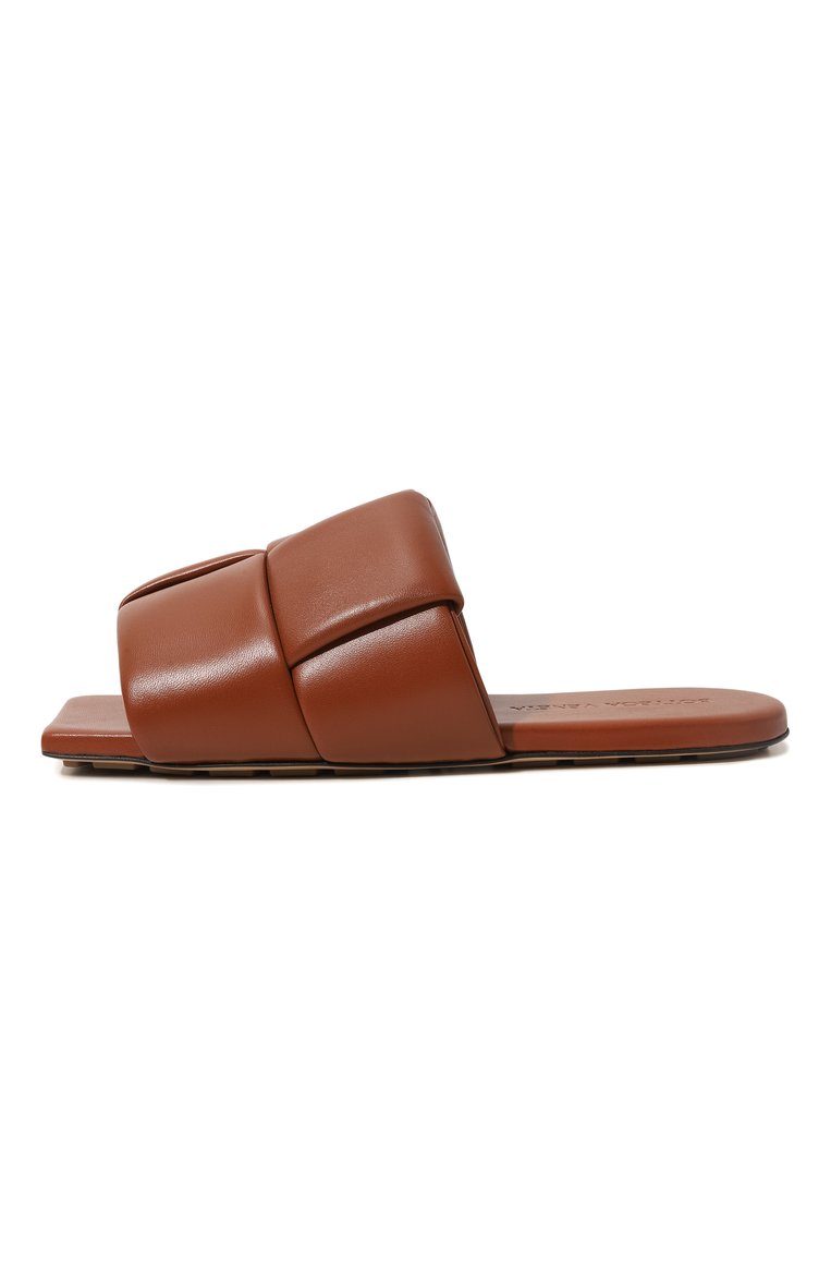 Женские кожаные шлепанцы patch BOTTEGA VENETA коричневого цвета, арт. 741259/VBSD0 | Фото 4 (Материал сплава: Проставлено; Подошва: Платформа; Материал внутренний: Натуральная кожа; Драгоценные камни: Проставлено; Материал внешний: Натуральная кожа)
