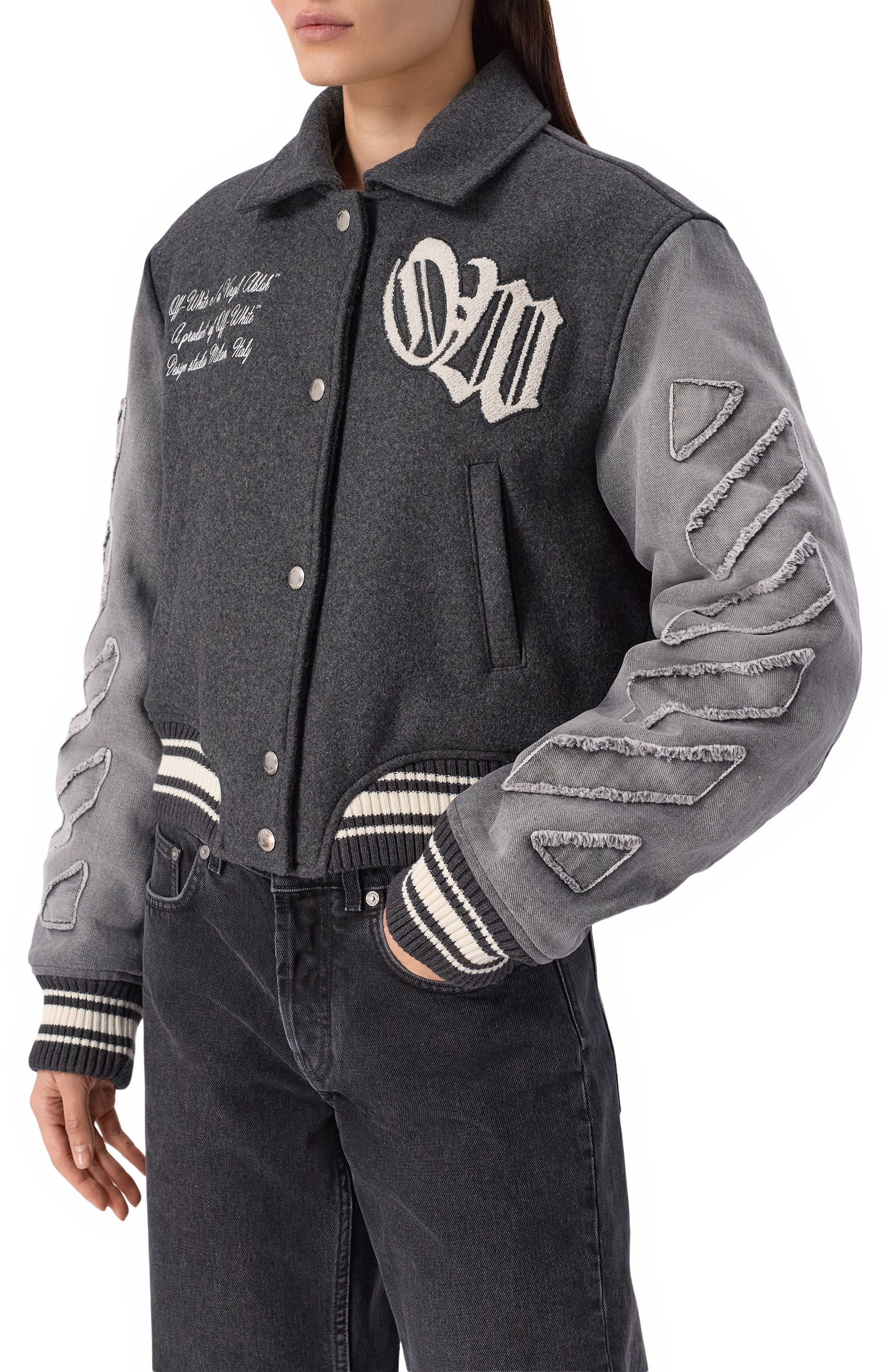 Комбинированный бомбер OFF-WHITE, арт. 0WEK00MF25DEN001, фото 3