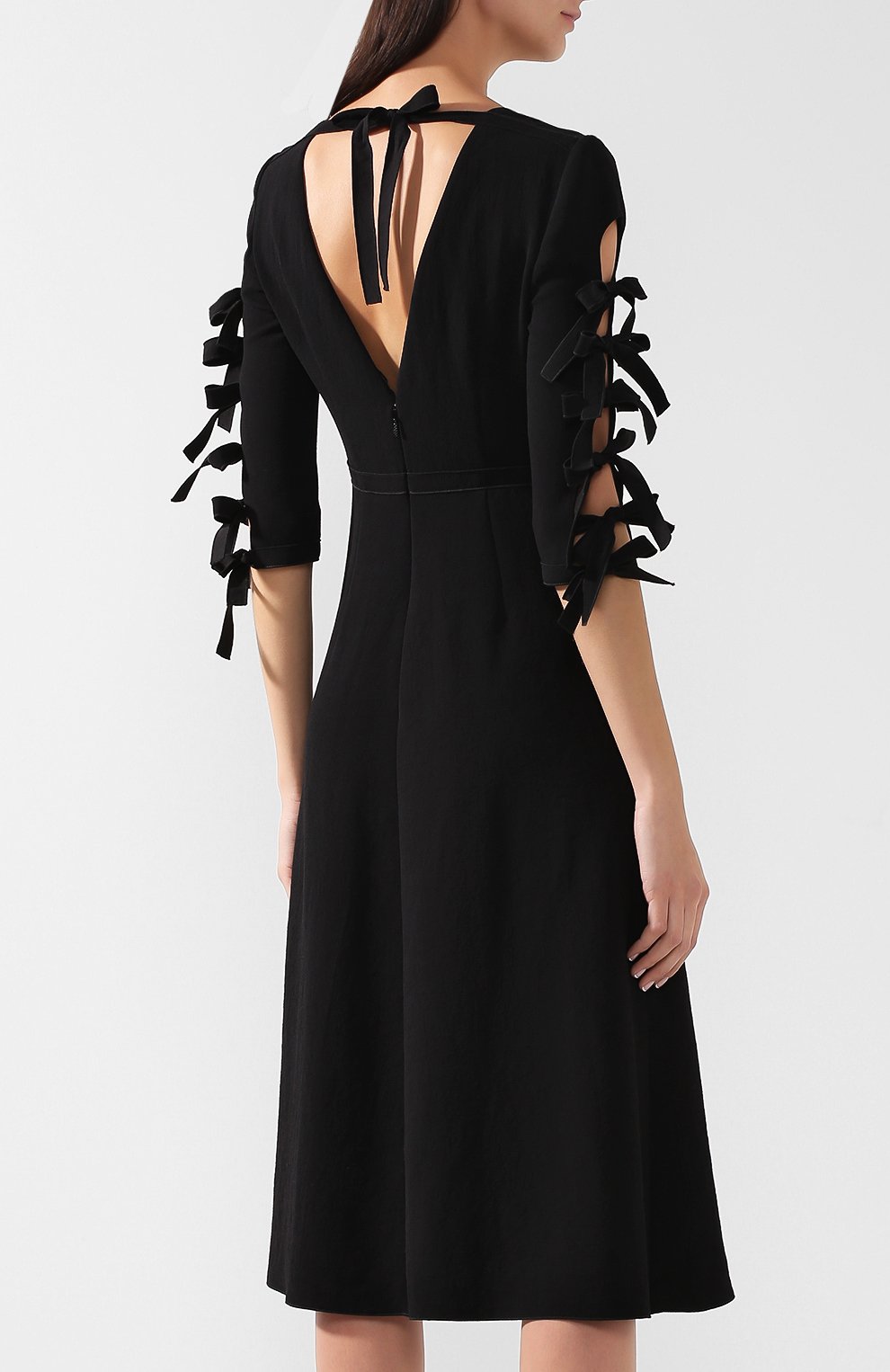Однотонное платье с укороченным рукавом и v-образным вырезом BOTTEGA VENETA, арт. 513227/VZX60, фото 4