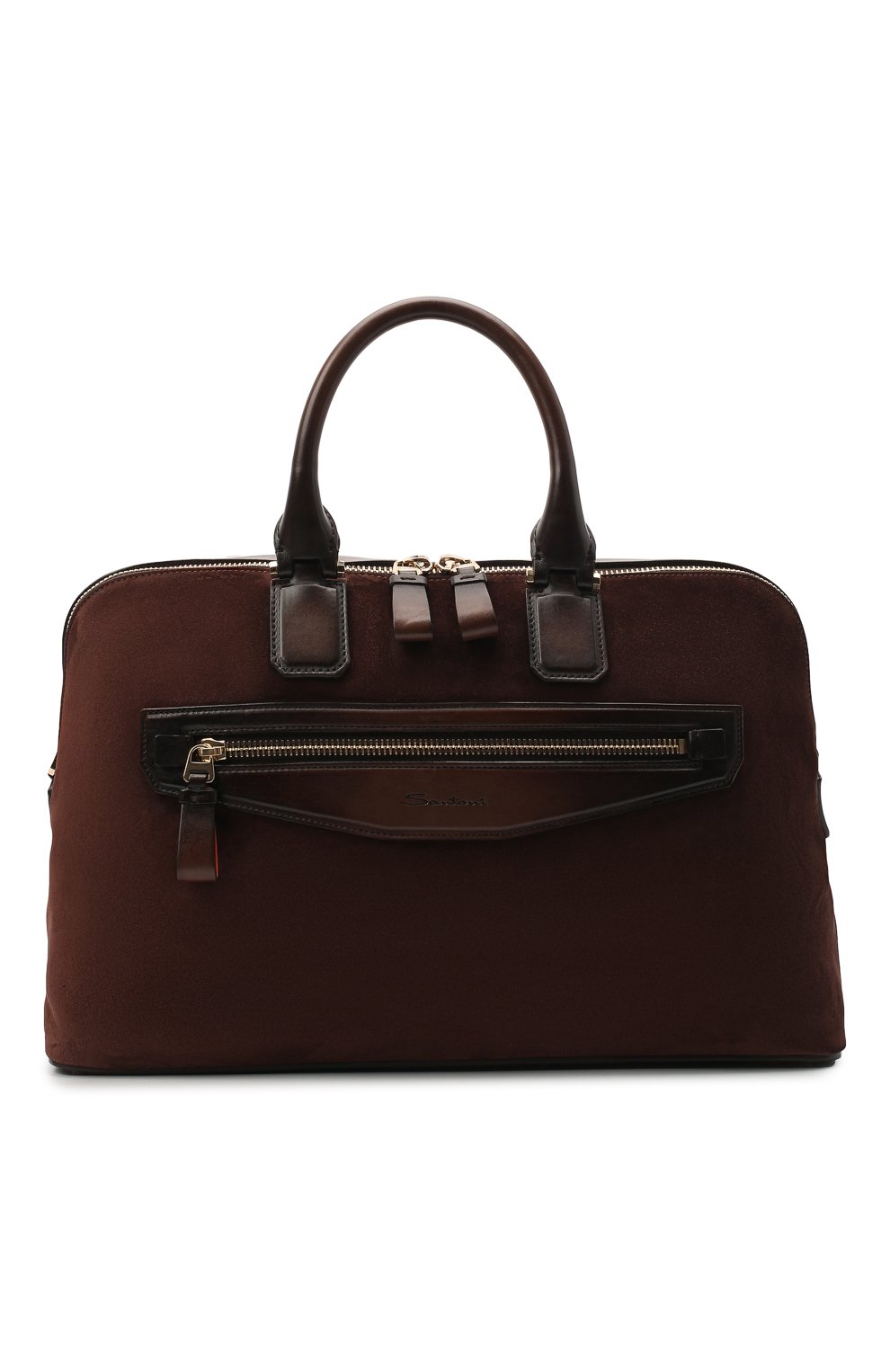 Замшевая сумка для ноутбука SANTONI темно-коричневого цвета по цене 239500 руб., арт. UIBBA2010LI-H2RUT50, фото 1 Замшевая сумка для ноутбука SANTONI, арт. UIBBA2010LI-H2RUT50, фото 1