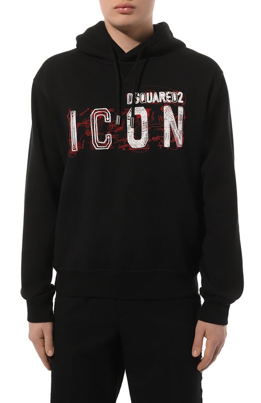 Хлопковое худи Icon Dsquared2 S79GU0113/S25516 Чёрный  S79GU0113/S25516 Фото 3