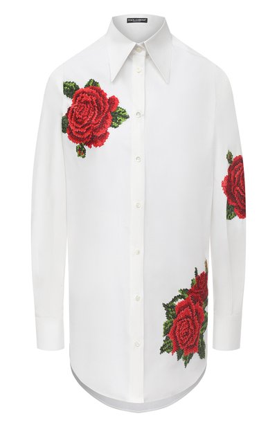Женская рубашка из хлопка и шелка DOLCE & GABBANA, арт. F5006Z/FUMWI