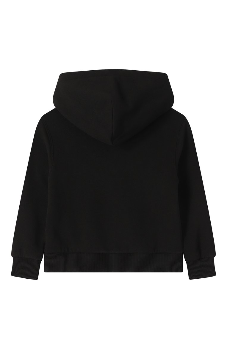 Детский хлопковое худи DOLCE & GABBANA черного цвета, арт. L4JWLI/G70SS/2-6 | Фото 2 (Драгоценные камни: Проставлено; Материал сплава: Проставлено; Рукава: Длинные; Материал внешний: Хлопок; Мальчики Кросс-КТ: Худи-одежда; Ростовка одежда: 4 года | 104 см, 3 года | 98 см, 2 года | 92 см, 5 лет | 110 см)