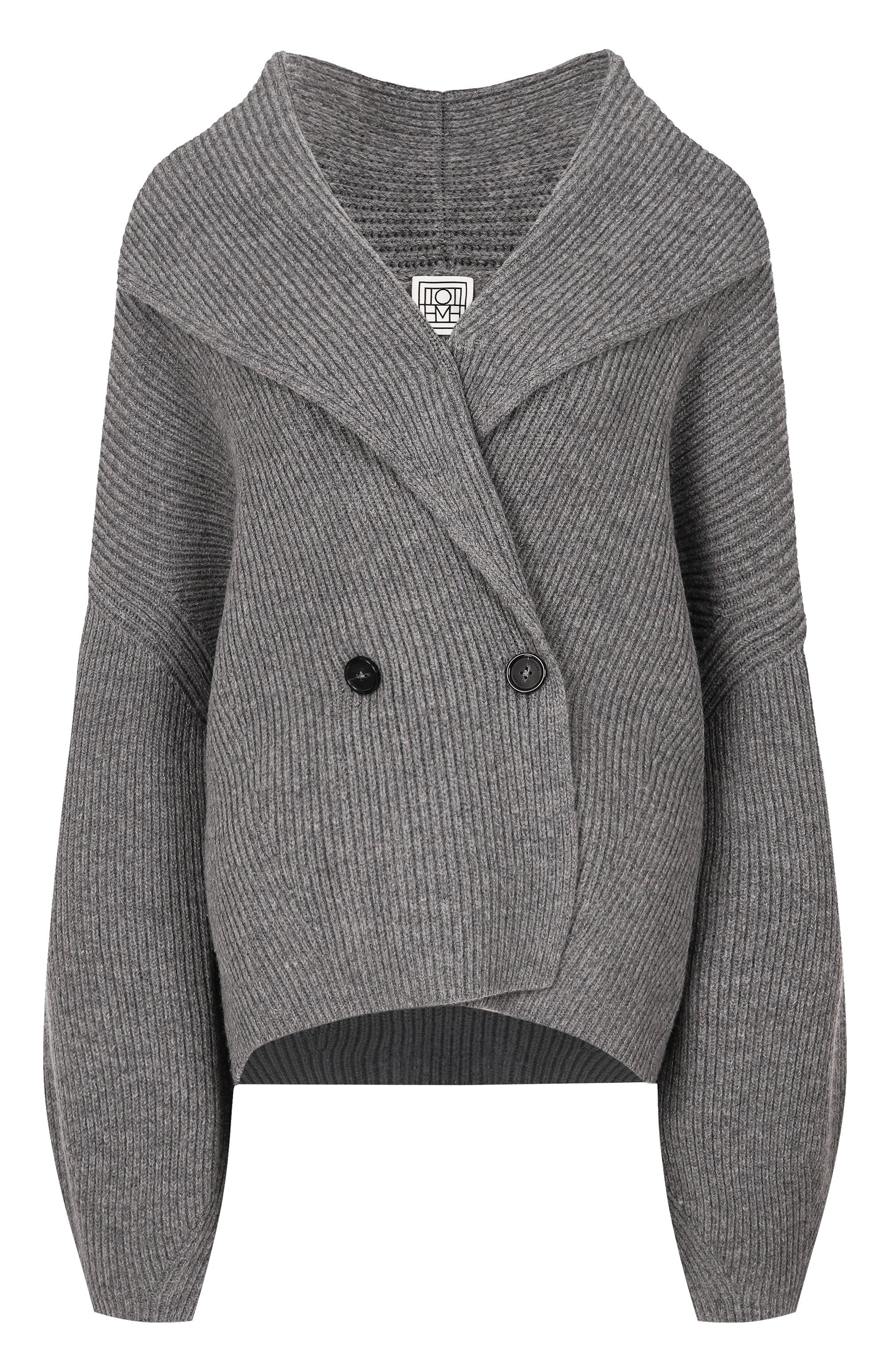 Шерстяной кардиган TOTEME серого цвета по цене 82900 руб., арт. 251-WRT4354-YA0239, фото 1 Шерстяной кардиган TOTEME, арт. 251-WRT4354-YA0239, фото 1