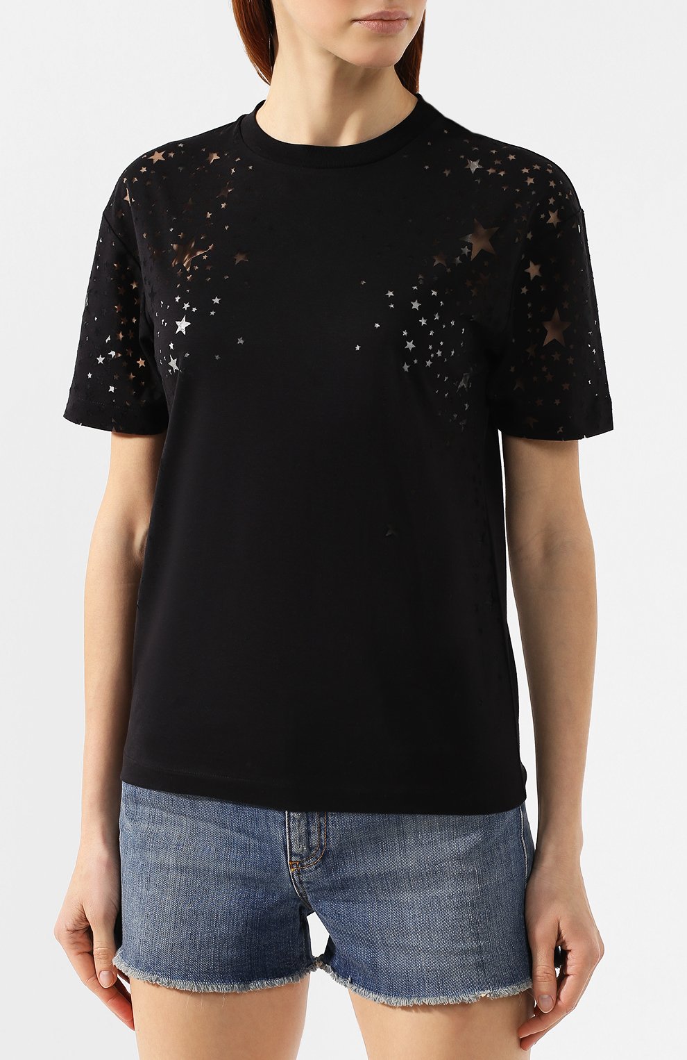 Хлопковая футболка STELLA MCCARTNEY черного цвета по цене 46750 руб., арт. 342365/SJW35, фото 3 Хлопковая футболка STELLA MCCARTNEY, арт. 342365/SJW35, фото 3