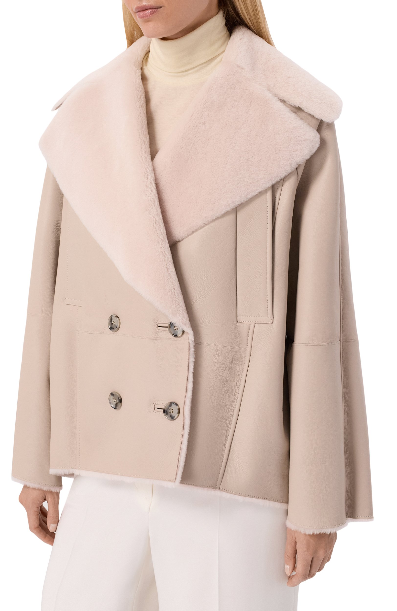 Дубленка из овчины MVST кремового цвета по цене 669500 руб., арт. M25.1PW.F002/TEMPESTA IR0NEDW00L/MAT PESCA 11766, фото 3 Дубленка из овчины MVST, арт. M25.1PW.F002/TEMPESTA IR0NEDW00L/MAT PESCA 11766, фото 3