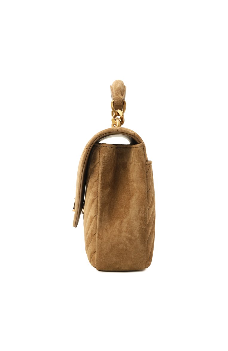 Женская сумка college medium SAINT LAURENT бежевого цвета, арт. 600279/1U807 | Фото 4 (Размер: medium; Ремень/цепочка: На ремешке; Материал: Натуральная кожа, Натуральная замша; Автоматизация состава: Проставлено; Автоматизация ТО: Проставлено)