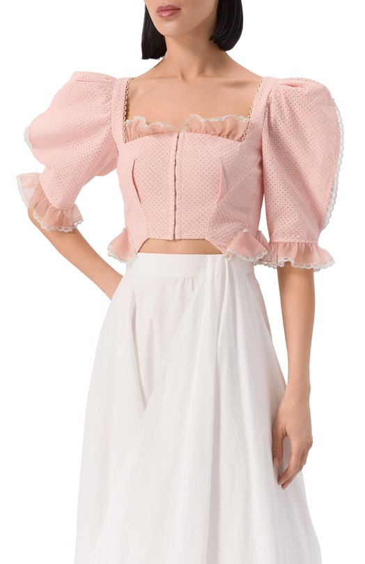 Хлопковая блузка Ulyana Sergeenko CMA008SS24P1388Т24 Розовый  CMA008SS24P1388Т24 Фото 3