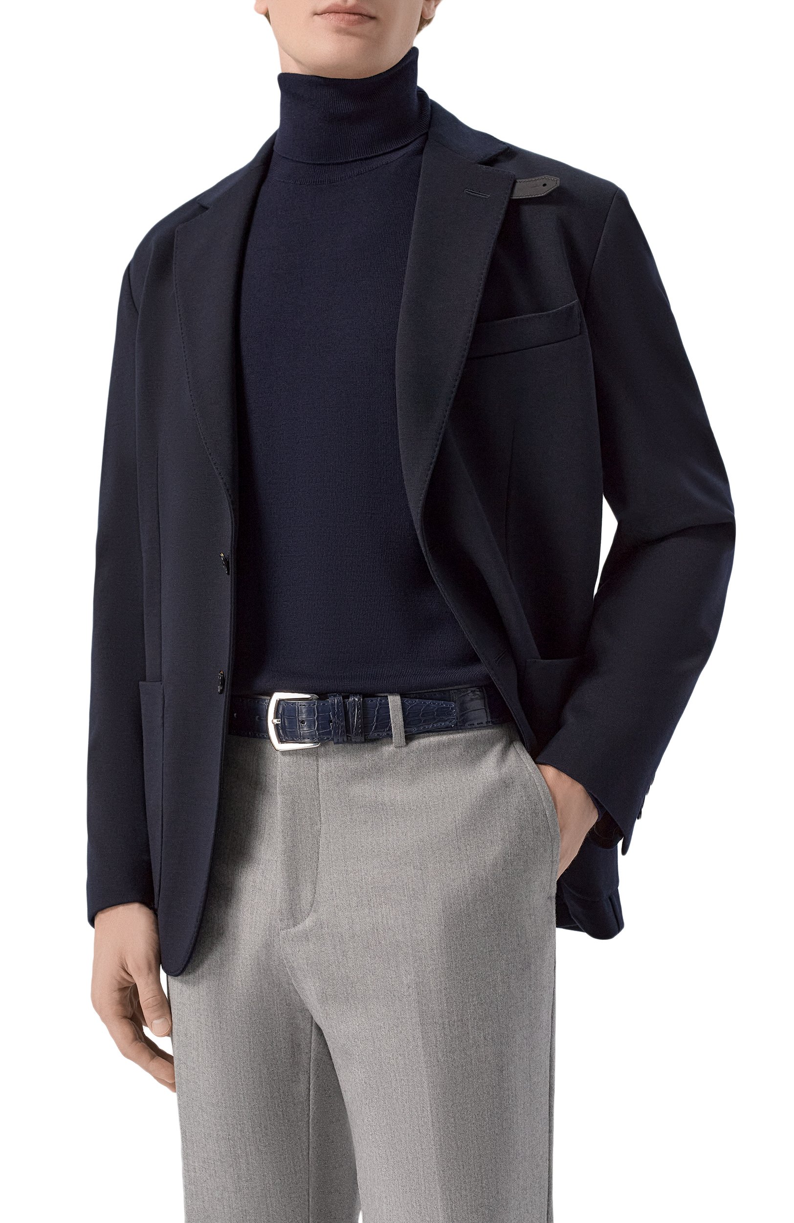 Ремень кожи крокодила KITON темно-синего цвета по цене 345000 руб., арт. USC6135N00102, фото 2 Ремень кожи крокодила KITON, арт. USC6135N00102, фото 2
