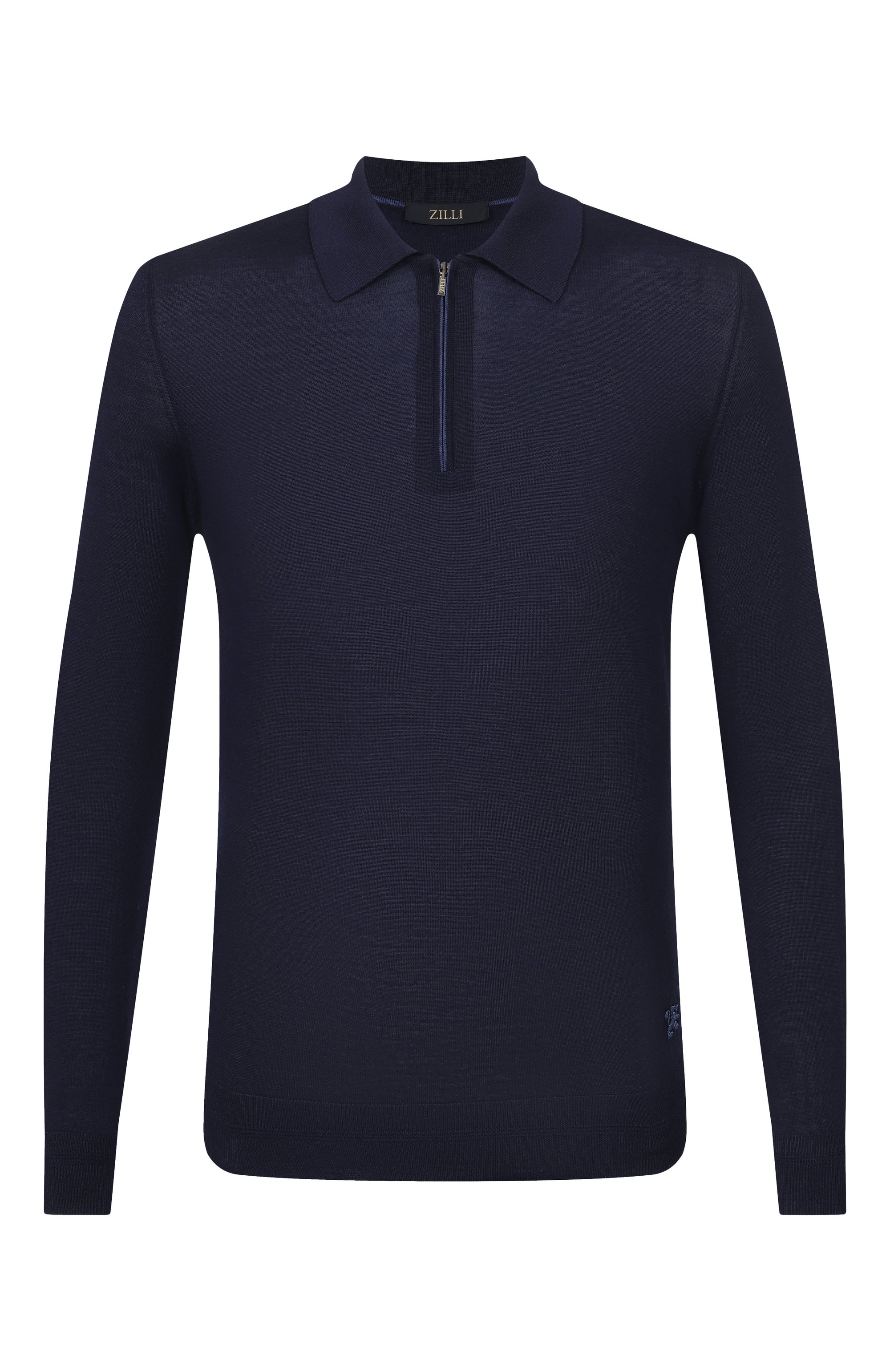 Поло из шерсти и шелка ZILLI темно-синего цвета по цене 154500 руб., арт. KZP001M0230VLSB00, фото 1 Поло из шерсти и шелка ZILLI, арт. KZP001M0230VLSB00, фото 1