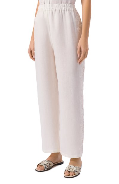 Льняные брюки MAURIZIO белого цвета по цене 55250 руб., арт. W01150881, фото 3 Льняные брюки MAURIZIO, арт. W01150881, фото 3