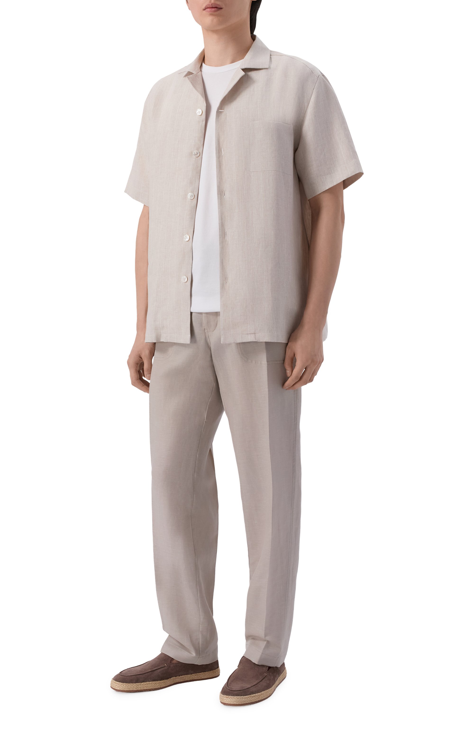 Льняная рубашка FEDELI бежевого цвета по цене 58800 руб., арт. TU000552/NATURAL LIN0, фото 2 Льняная рубашка FEDELI, арт. TU000552/NATURAL LIN0, фото 2