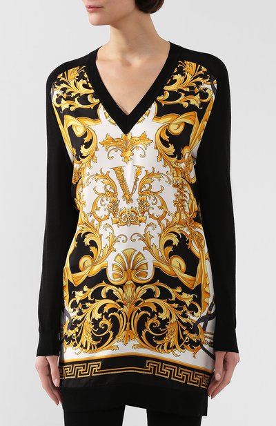 Пуловер из смеси шелка и хлопка VERSACE черного цвета по цене 127000 руб., арт. A85515/A233111, фото 3 Пуловер из смеси шелка и хлопка VERSACE, арт. A85515/A233111, фото 3