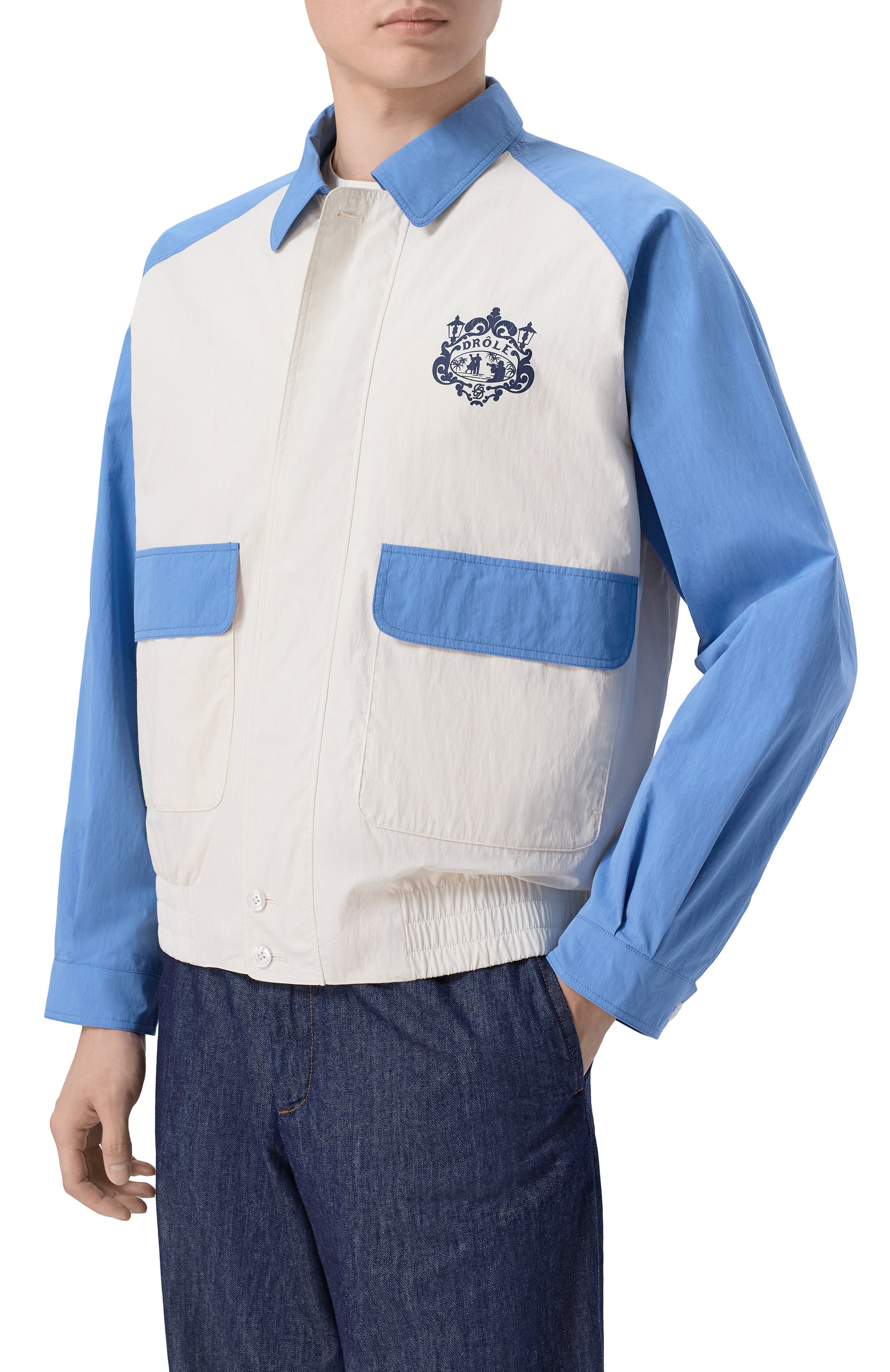 Хлопковый бомбер DROLE DE MONSIEUR белого цвета по цене 49800 руб., арт. K-JT275-C0239-0W, фото 3 Хлопковый бомбер DROLE DE MONSIEUR, арт. K-JT275-C0239-0W, фото 3