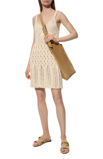 Хлопковое платье ACNE STUDIOS кремового цвета по цене 65950 руб., арт. A60390, фото 2 Хлопковое платье ACNE STUDIOS, арт. A60390, фото 2