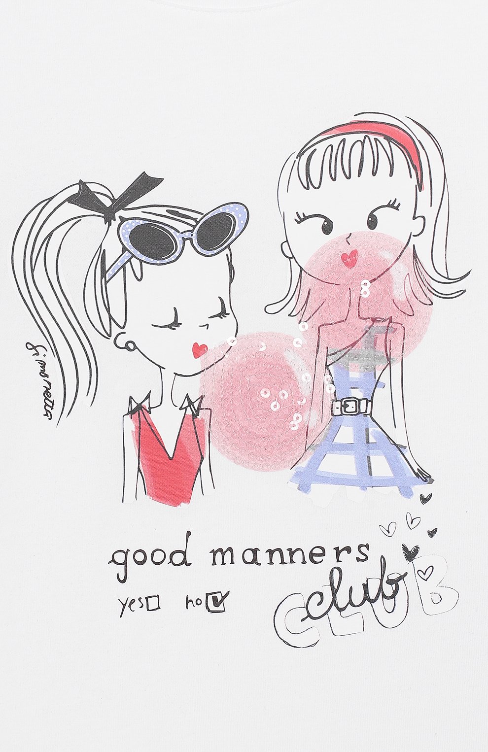 Хлопковая футболка с принтом и пайетками SIMONETTA, арт. 1I8141/IX100/12-16, фото 3