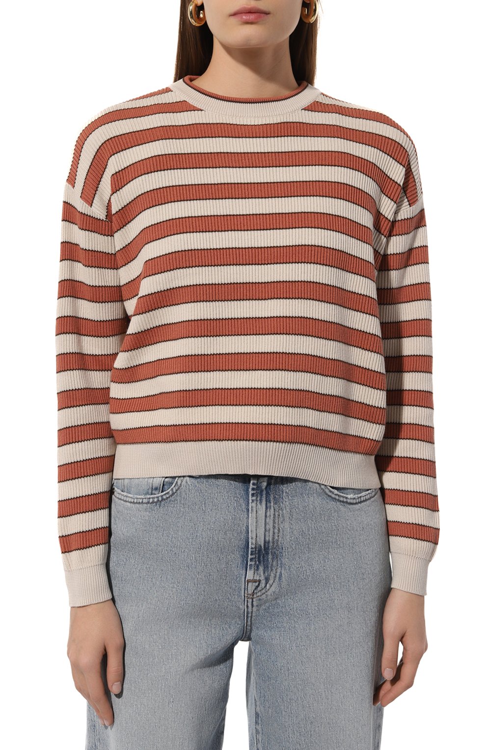 Хлопковый пуловер BRUNELLO CUCINELLI оранжевого цвета по цене 154000 руб., арт. M1919B1331, фото 3 Хлопковый пуловер BRUNELLO CUCINELLI, арт. M1919B1331, фото 3