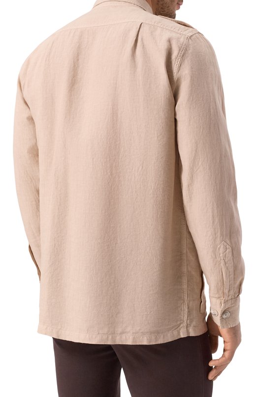 Льняная куртка-рубашка 120% Lino 32ALIM89RH/0253/000 Бежевый  32ALIM89RH/0253/000 Фото 4