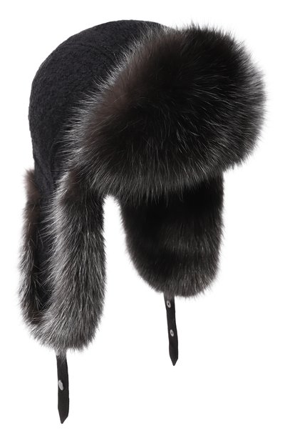 Женская кашемировая шапка-ушанка star с мехом соболя BLACK SABLE, арт. BS-FHST-SS