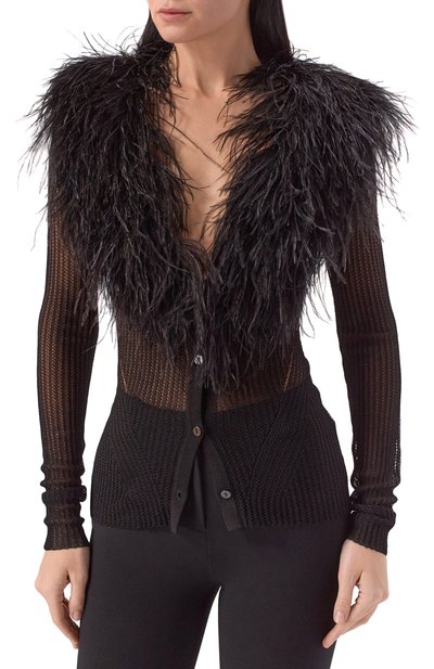 Кардиган с отделкой перьями страуса BLUMARINE, арт. 2M659A, фото 3