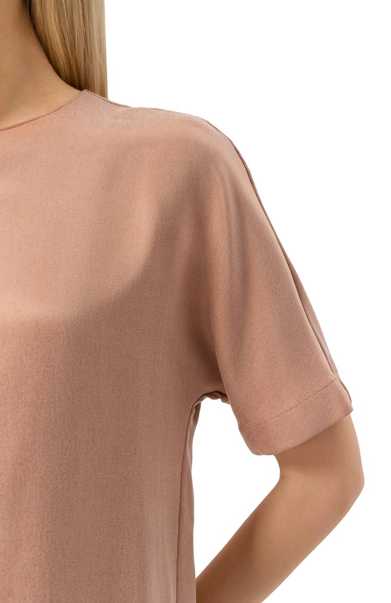 Женский топ GIORGIO ARMANI бежевого цвета, арт. GW000790/TE13750 | Фото 5 (Длина (для топов): Стандартные; Материал внешний: Вискоза; Рукава: Короткие; Стили: Минимализм)