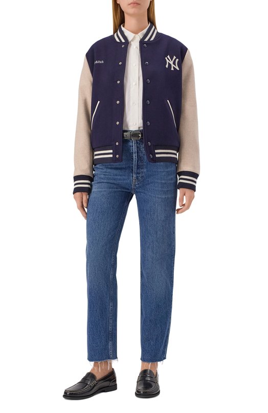 Шерстяной бомбер Sporty and Rich 0W007623633BL111 Синий  0W007623633BL111 Фото 2