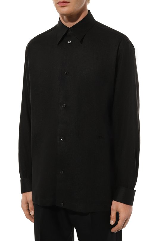 Льняная рубашка Dolce & Gabbana G5KJ0Z/FU4IK Чёрный  G5KJ0Z/FU4IK Фото 3