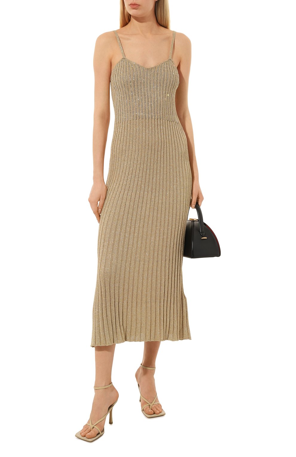 Платье с отделкой стразами BLUGIRL бежевого цвета по цене 39950 руб., арт. RA3081/MS006, фото 2 Платье с отделкой стразами BLUGIRL, арт. RA3081/MS006, фото 2