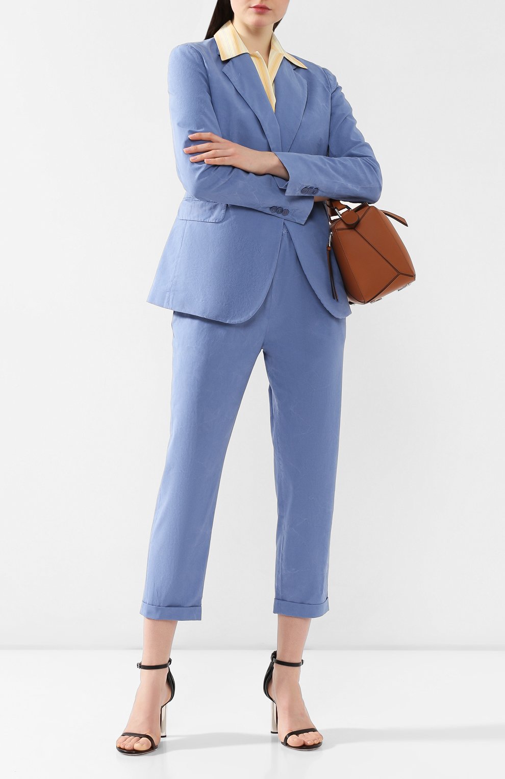 Хлопковые брюки ACNE STUDIOS голубого цвета по цене 24600 руб., арт. AK0084, фото 2 Хлопковые брюки ACNE STUDIOS, арт. AK0084, фото 2