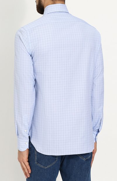 Хлопковая рубашка с воротником акула ANDREA CAMPAGNA, арт. 6-2050, фото 4