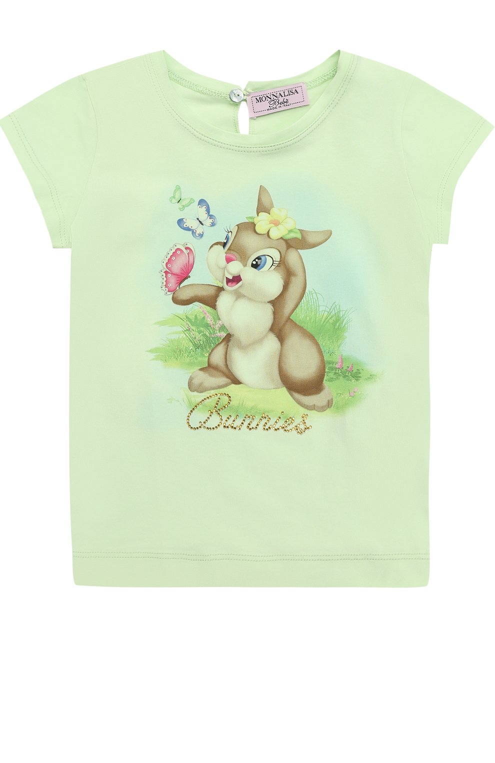 Футболка из эластичного хлопка с принтом и стразами MONNALISA, арт. 319612SK, фото 1