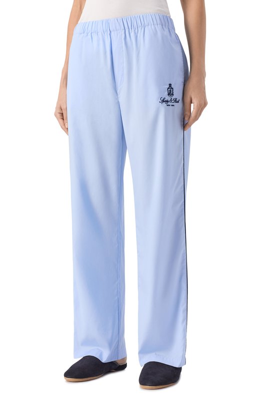 Хлопковые брюки Sporty and Rich PA046602231BL90 Голубой  PA046602231BL90 Фото 3