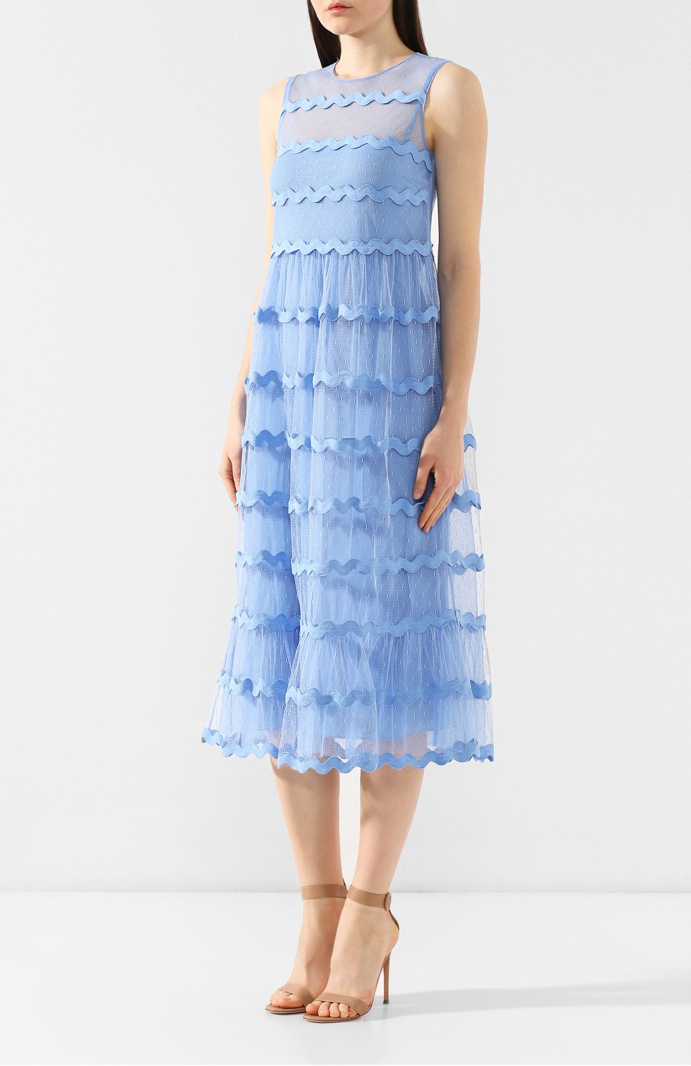 Платье-миди REDVALENTINO голубого цвета по цене 64700 руб., арт. RR0VAE40/1GK, фото 3 Платье-миди REDVALENTINO, арт. RR0VAE40/1GK, фото 3