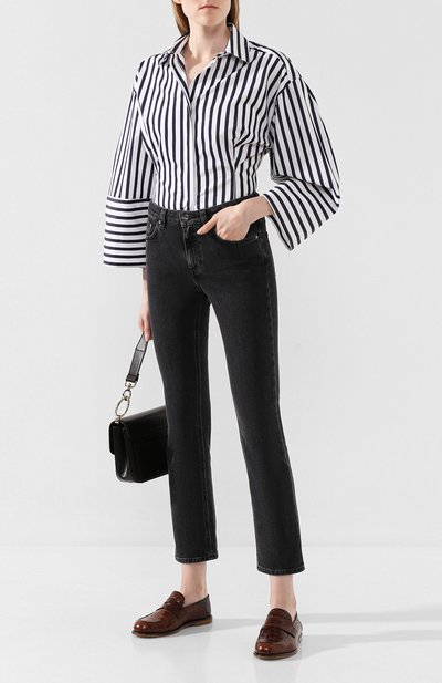 Хлопковая рубашка TOTEME синего цвета по цене 19200 руб., арт. BIBI0NE 193-726-710/NAVY STRIPE, фото 2 Хлопковая рубашка TOTEME, арт. BIBI0NE 193-726-710/NAVY STRIPE, фото 2