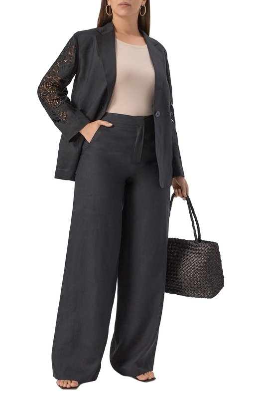 Льняные брюки Max Mara Studio GARIB0 Чёрный  GARIB0 Фото 2
