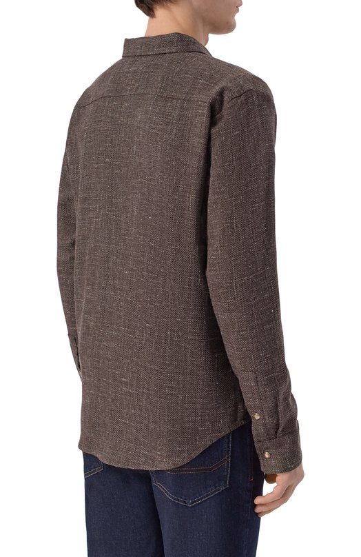 Рубашка из шерсти и кашемира Marco Pescarolo ZEUS/5326 Коричневый  ZEUS/5326 Фото 4