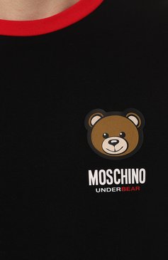 Мужская хлопковая футболка MOSCHINO черного цвета, арт. A0711/4410 | Фото 5 (Кросс-КТ: д�омашняя одежда; Рукава: Короткие; Длина (для топов): Стандартные; Материал сплава: Проставлено; Материал внешний: Хлопок; Драгоценные камни: Проставлено)