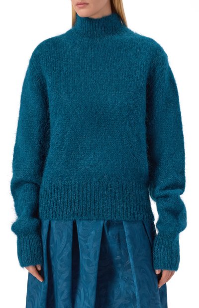 Шерстяной свитер DRIES VAN NOTEN бирюзового цвета по цене 86500 руб., арт. 252-011249-2733, фото 3 Шерстяной свитер DRIES VAN NOTEN, арт. 252-011249-2733, фото 3